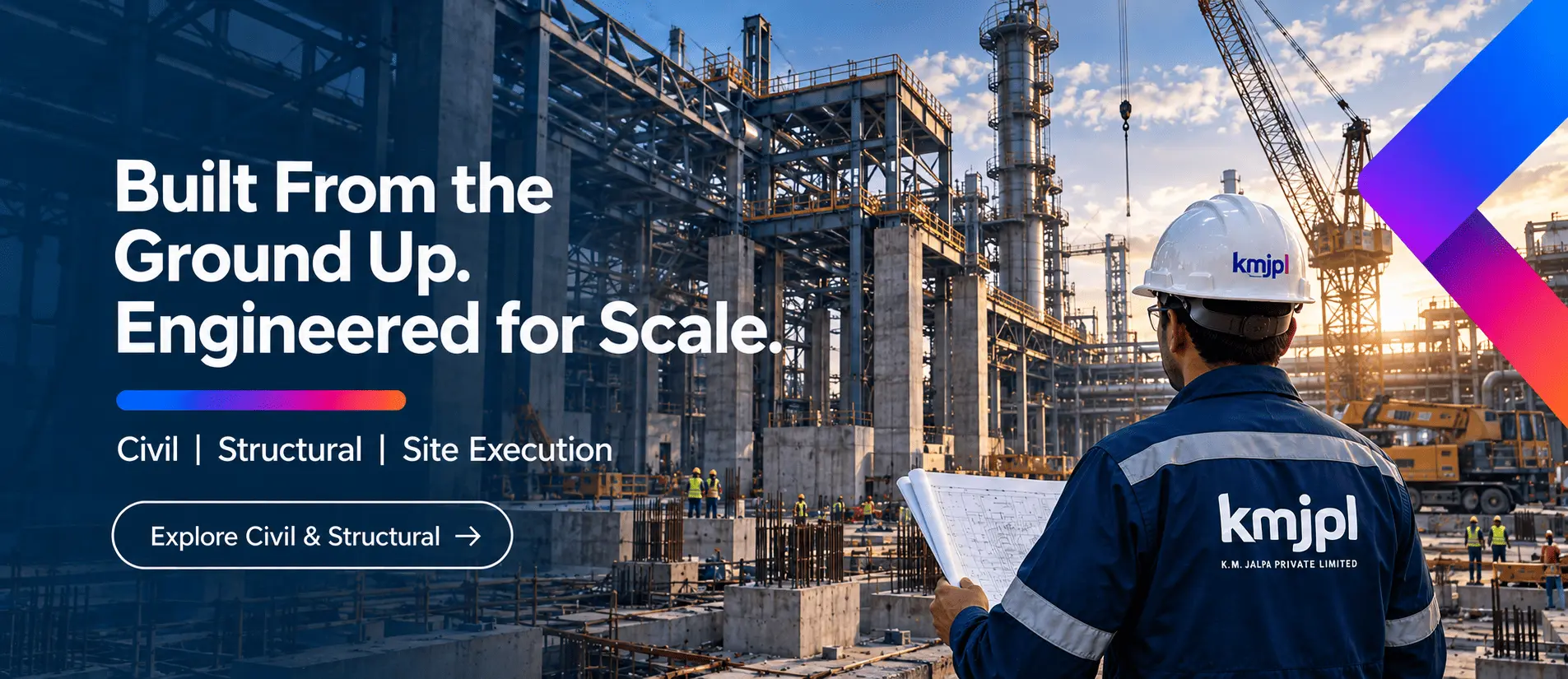 Civil construction and structural works for industrial plants