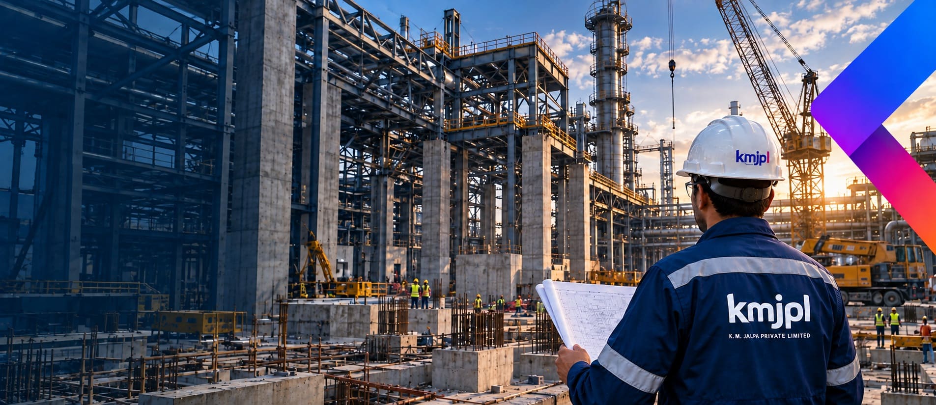 Civil construction work at an industrial project site