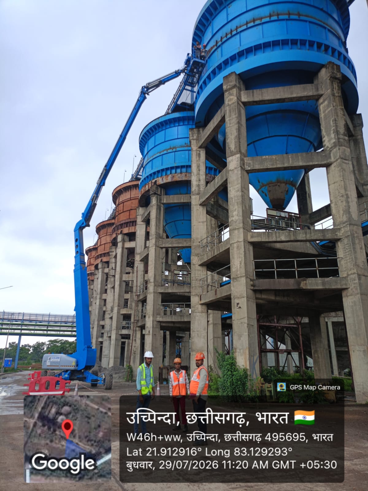 Coal piping erection work in progress at an industrial power plant
