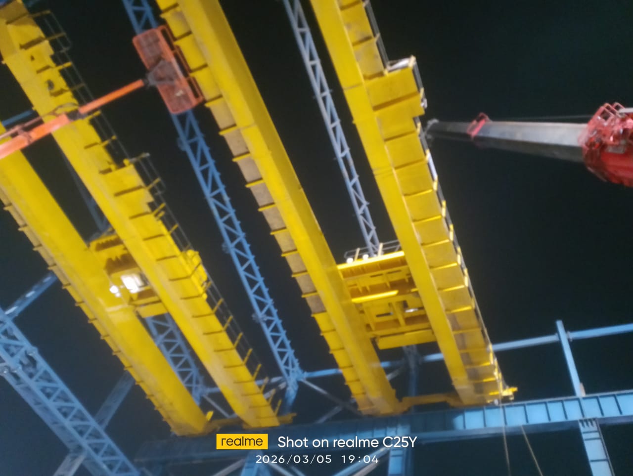 Heavy equipment installation and erection work at a steel plant site